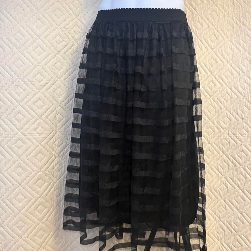 Metrowear Black Mesh Overlay Skirt size M Halloween elastic waistband whimsyGoth